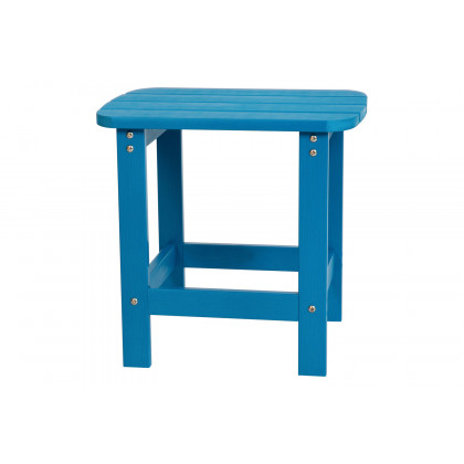 BLNK Charlestown Commercial All-Weather Poly Resin Wood Folding Adirondack Chairs with Side Table 2 Pack - Blue