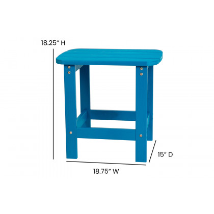 BLNK Charlestown Commercial All-Weather Poly Resin Wood Folding Adirondack Chairs with Side Table 2 Pack - Blue