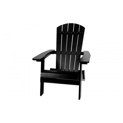 BLNK Charlestown Commercial All-Weather Poly Resin Wood Folding Adirondack Chair - Black