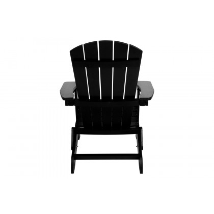 BLNK Charlestown Commercial All-Weather Poly Resin Wood Folding Adirondack Chair - Black