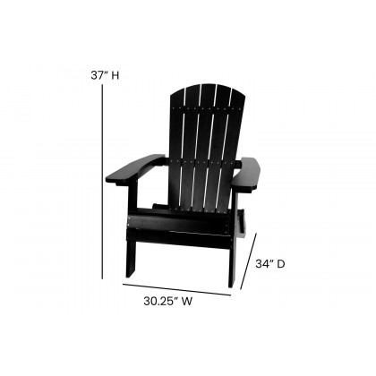 BLNK Charlestown Commercial All-Weather Poly Resin Wood Folding Adirondack Chair - Black