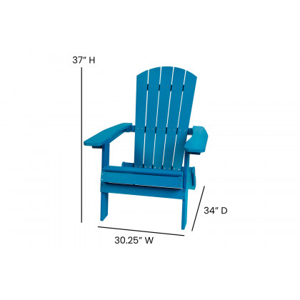 BLNK Charlestown Commercial All-Weather Poly Resin Wood Folding Adirondack Chair - Blue