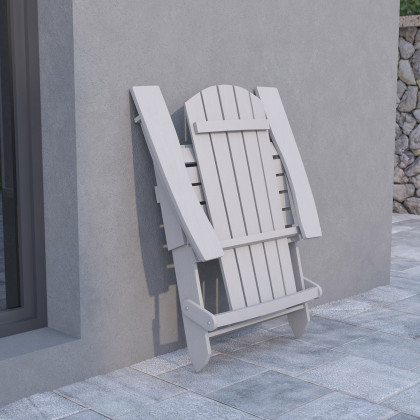 BLNK Charlestown Commercial All-Weather Poly Resin Wood Folding Adirondack Chair - Gray