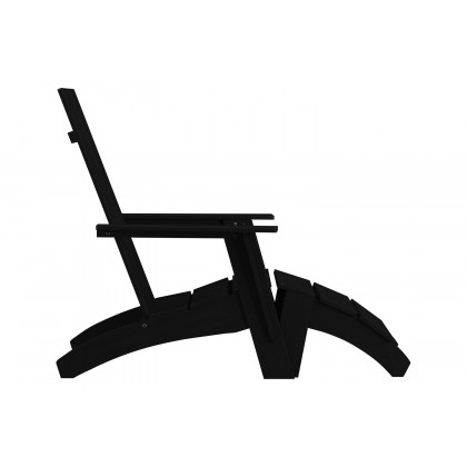 BLNK Sawyer Commercial All-Weather Poly Resin Wood Adirondack Chair with Foot Rest - Black