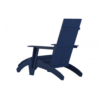 BLNK Sawyer Commercial All-Weather Poly Resin Wood Adirondack Chair with Foot Rest - Navy