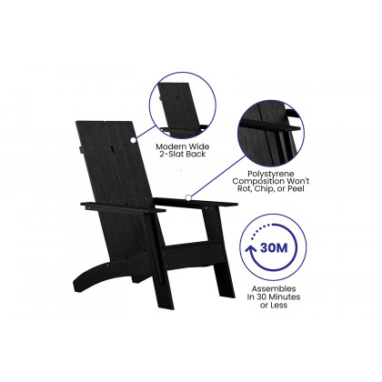 BLNK Sawyer Commercial All-Weather Poly Resin Wood Adirondack Chair - Black
