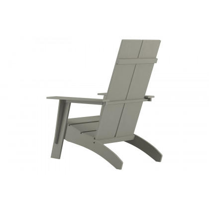 BLNK Sawyer Commercial All-Weather 2-Slat Poly Resin Adirondack Chairs with 22" Round Wood Burning Firepit Set of 2 - Gray