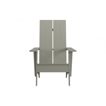 BLNK Sawyer Commercial All-Weather 2-Slat Poly Resin Adirondack Chairs with 22" Round Wood Burning Firepit Set of 2 - Gray