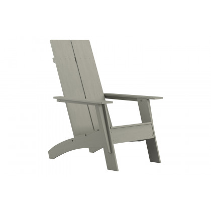 BLNK Sawyer Commercial All-Weather 2-Slat Poly Resin Adirondack Chairs with 22" Round Wood Burning Firepit Set of 2 - Gray