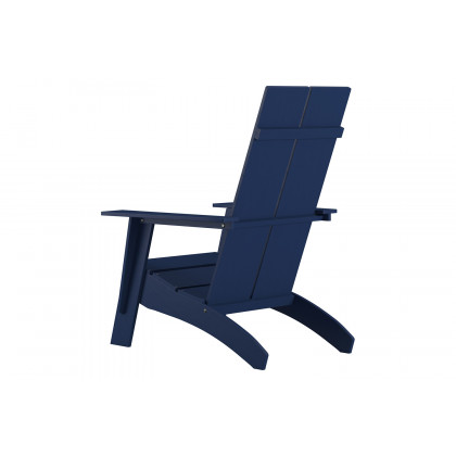 BLNK Sawyer Commercial All-Weather 2-Slat Poly Resin Adirondack Chairs with 22" Round Wood Burning Firepit Set of 2 - Navy