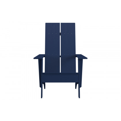 BLNK Sawyer Commercial All-Weather 2-Slat Poly Resin Adirondack Chairs with 22" Round Wood Burning Firepit Set of 2 - Navy