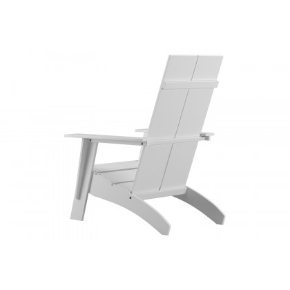 BLNK Sawyer Commercial All-Weather 2-Slat Poly Resin Adirondack Chairs with 22" Round Wood Burning Firepit Set of 2 - White