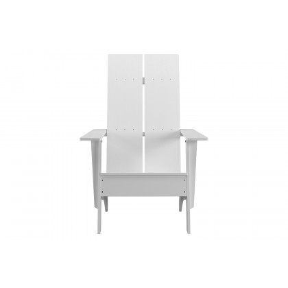 BLNK Sawyer Commercial All-Weather 2-Slat Poly Resin Adirondack Chairs with 22" Round Wood Burning Firepit Set of 2 - White