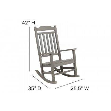BLNK Winston All-Weather Poly Resin Rocking Chairs with Accent Side Table Set of 2 - Gray