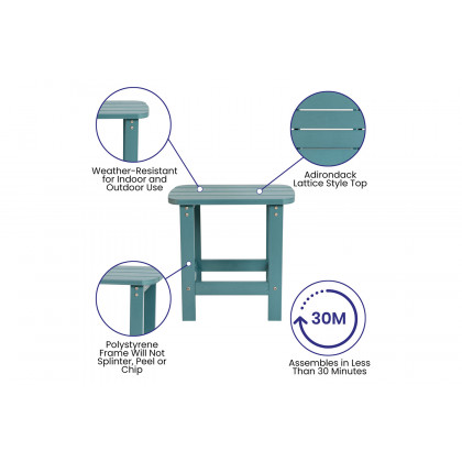BLNK Winston All-Weather Poly Resin Rocking Chairs with Accent Side Table Set of 2 - Teal