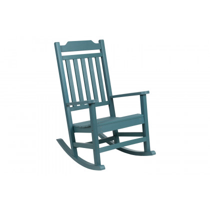 BLNK Winston All-Weather Poly Resin Rocking Chairs with Accent Side Table Set of 2 - Teal