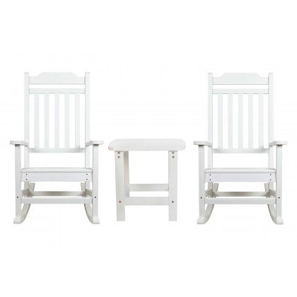 BLNK - Winston All-Weather Poly Resin Rocking Chairs with Accent Side Table Set of 2