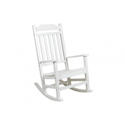 BLNK Winston All-Weather Poly Resin Rocking Chairs with Accent Side Table Set of 2 - White