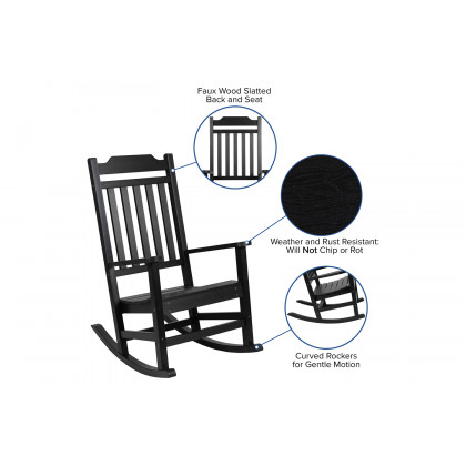 BLNK Winston Poly Resin All-Weather Rocking Chair - Black