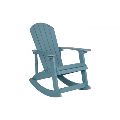BLNK Savannah Commercial Poly Resin Wood All-Weather Adirondack Rocking Chairs with Side Table Set of 2 - Sea Foam