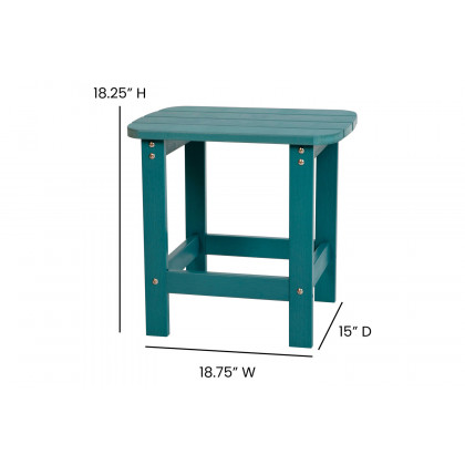 BLNK Savannah Commercial Poly Resin Wood All-Weather Adirondack Rocking Chairs with Side Table Set of 2 - Sea Foam