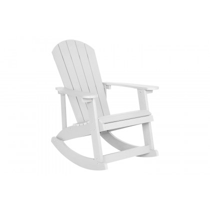 BLNK Savannah Commercial Poly Resin Wood All-Weather Adirondack Rocking Chairs with Side Table Set of 2 - White