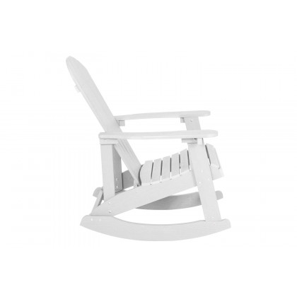 BLNK Savannah Commercial Poly Resin Wood All-Weather Adirondack Rocking Chairs with Side Table Set of 2 - White