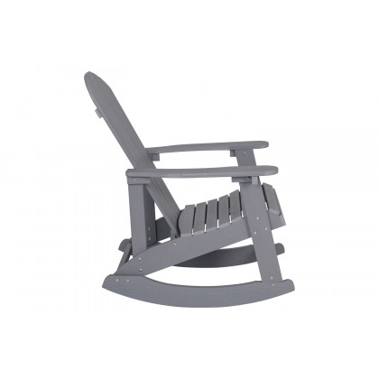 BLNK Savannah Commercial Poly Resin Wood All-Weather Adirondack Rocking Chairs with 22" Round Wood Burning Firepit Set of 2 - Gray