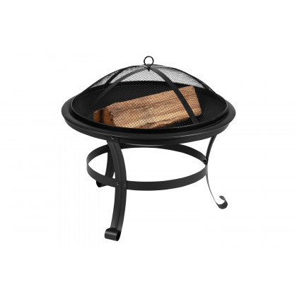 BLNK Savannah Commercial Poly Resin Wood All-Weather Adirondack Rocking Chairs with 22" Round Wood Burning Firepit Set of 2 - Gray