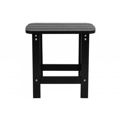 BLNK Finn Commercial All-Weather Poly Resin 2-Slat Rocking Adirondack Chairs with Matching Side Table Set of 2 - Black