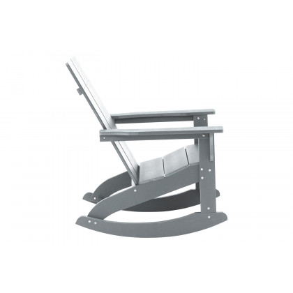 BLNK Finn Commercial All-Weather Poly Resin 2-Slat Rocking Adirondack Chairs with Matching Side Table Set of 2 - Gray