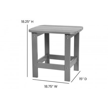 BLNK Finn Commercial All-Weather Poly Resin 2-Slat Rocking Adirondack Chairs with Matching Side Table Set of 2 - Gray