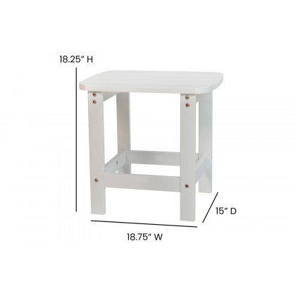 BLNK Finn Commercial All-Weather Poly Resin 2-Slat Rocking Adirondack Chairs with Matching Side Table Set of 2 - White