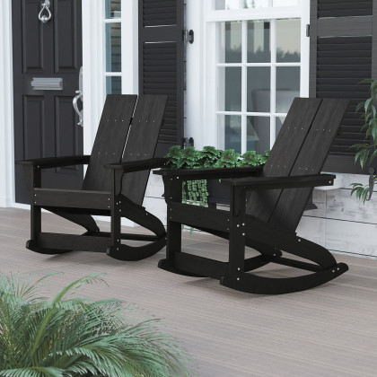 BLNK - Finn Commercial All-Weather Poly Resin 2-Slat Rocking Adirondack Chair with Rust Resistant Stainless Steel Hardware Set of 2