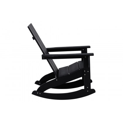 BLNK Finn Commercial All-Weather Poly Resin 2-Slat Rocking Adirondack Chair with Rust Resistant Stainless Steel Hardware - Black