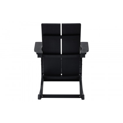 BLNK Finn Commercial All-Weather Poly Resin 2-Slat Rocking Adirondack Chair with Rust Resistant Stainless Steel Hardware - Black