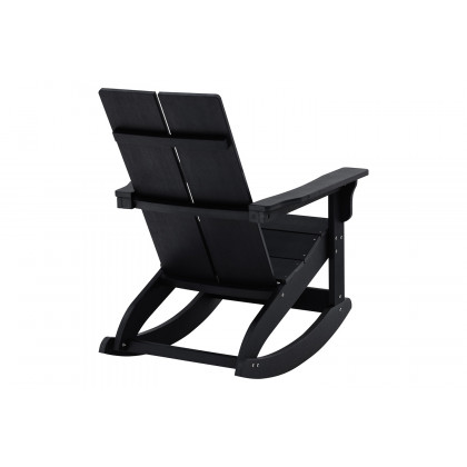 BLNK Finn Commercial All-Weather Poly Resin 2-Slat Rocking Adirondack Chair with Rust Resistant Stainless Steel Hardware - Black