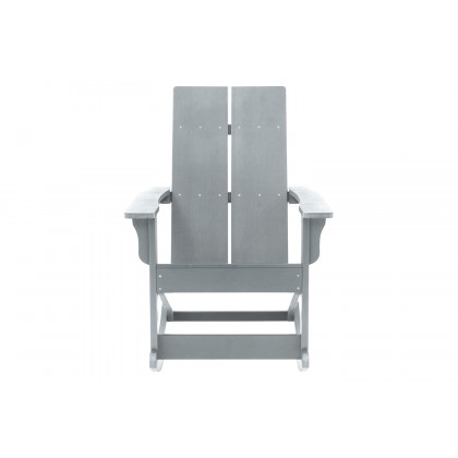 BLNK Finn Commercial All-Weather Poly Resin 2-Slat Rocking Adirondack Chair with Rust Resistant Stainless Steel Hardware - Gray
