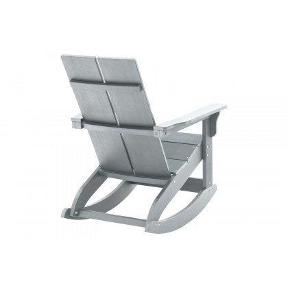 BLNK Finn Commercial All-Weather Poly Resin 2-Slat Rocking Adirondack Chair with Rust Resistant Stainless Steel Hardware - Gray