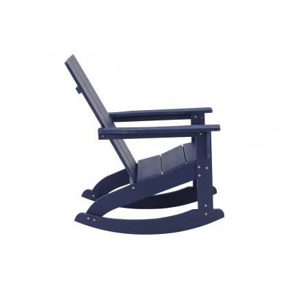 BLNK Finn Commercial All-Weather Poly Resin 2-Slat Rocking Adirondack Chair with Rust Resistant Stainless Steel Hardware Set of 2 - Navy
