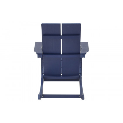 BLNK Finn Commercial All-Weather Poly Resin 2-Slat Rocking Adirondack Chair with Rust Resistant Stainless Steel Hardware Set of 2 - Navy