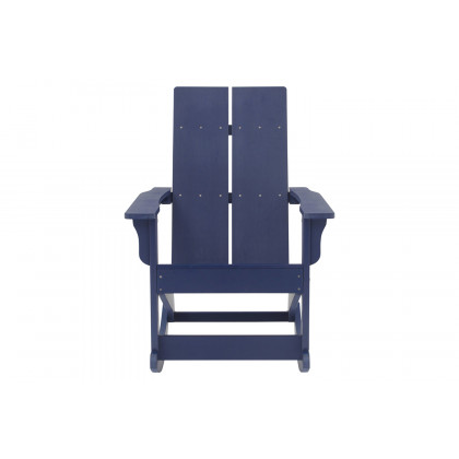 BLNK Finn Commercial All-Weather Poly Resin 2-Slat Rocking Adirondack Chair with Rust Resistant Stainless Steel Hardware Set of 2 - Navy