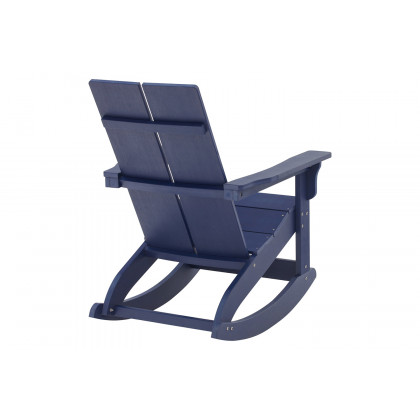 BLNK Finn Commercial All-Weather Poly Resin 2-Slat Rocking Adirondack Chair with Rust Resistant Stainless Steel Hardware Set of 2 - Navy