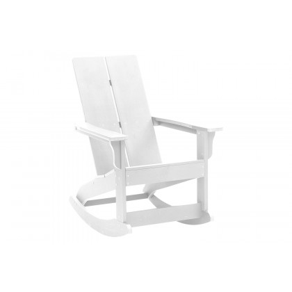 BLNK Finn Commercial All-Weather Poly Resin 2-Slat Rocking Adirondack Chair with Rust Resistant Stainless Steel Hardware - White