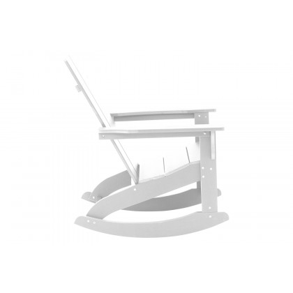 BLNK Finn Commercial All-Weather Poly Resin 2-Slat Rocking Adirondack Chair with Rust Resistant Stainless Steel Hardware - White