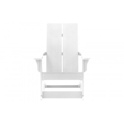 BLNK Finn Commercial All-Weather Poly Resin 2-Slat Rocking Adirondack Chair with Rust Resistant Stainless Steel Hardware - White