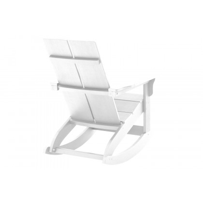 BLNK Finn Commercial All-Weather Poly Resin 2-Slat Rocking Adirondack Chair with Rust Resistant Stainless Steel Hardware - White