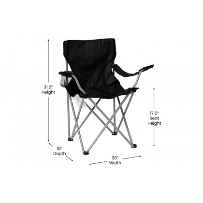 BLNK Quad Folding Camping and Sports Chair with Armrest Cupholder - Black