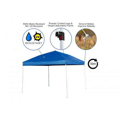 BLNK Knox Pop Up Event Canopy Tent with Carry Bag and Folding Bench Set - Blue