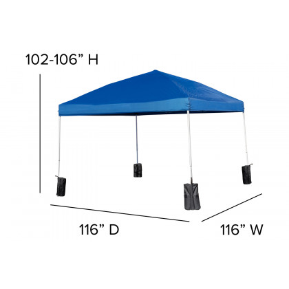 BLNK Harris Pop Up Event Straight Leg Canopy Tent with Sandbags and Wheeled Case - Blue